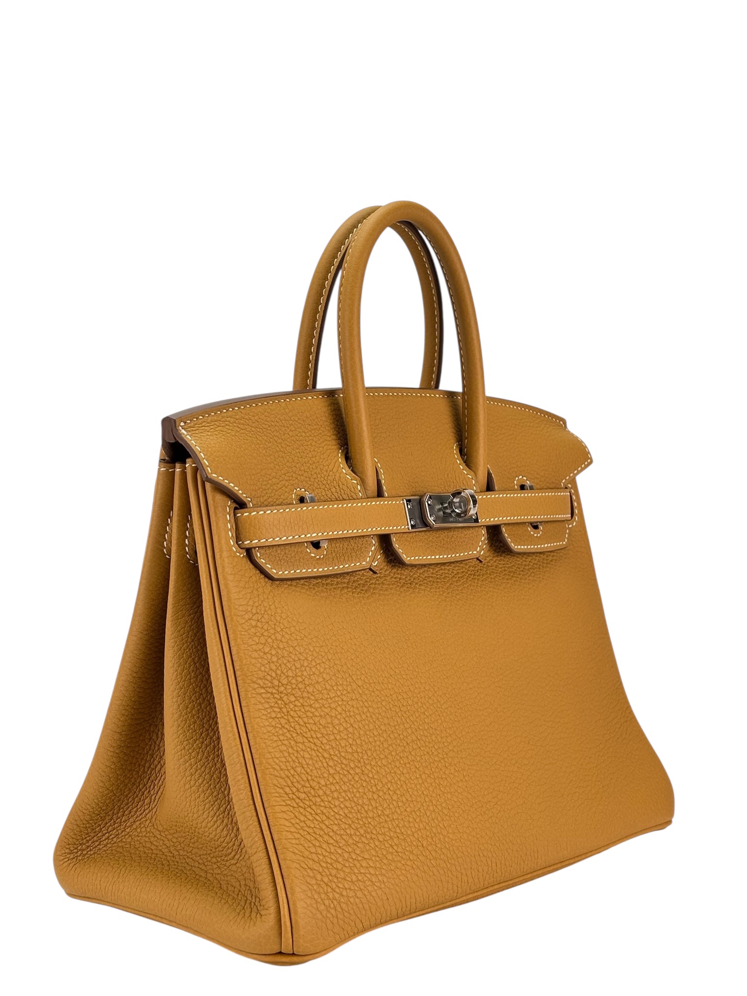 HERMES - Kelly 25 Natural Sable Togo Palladium Hardware   