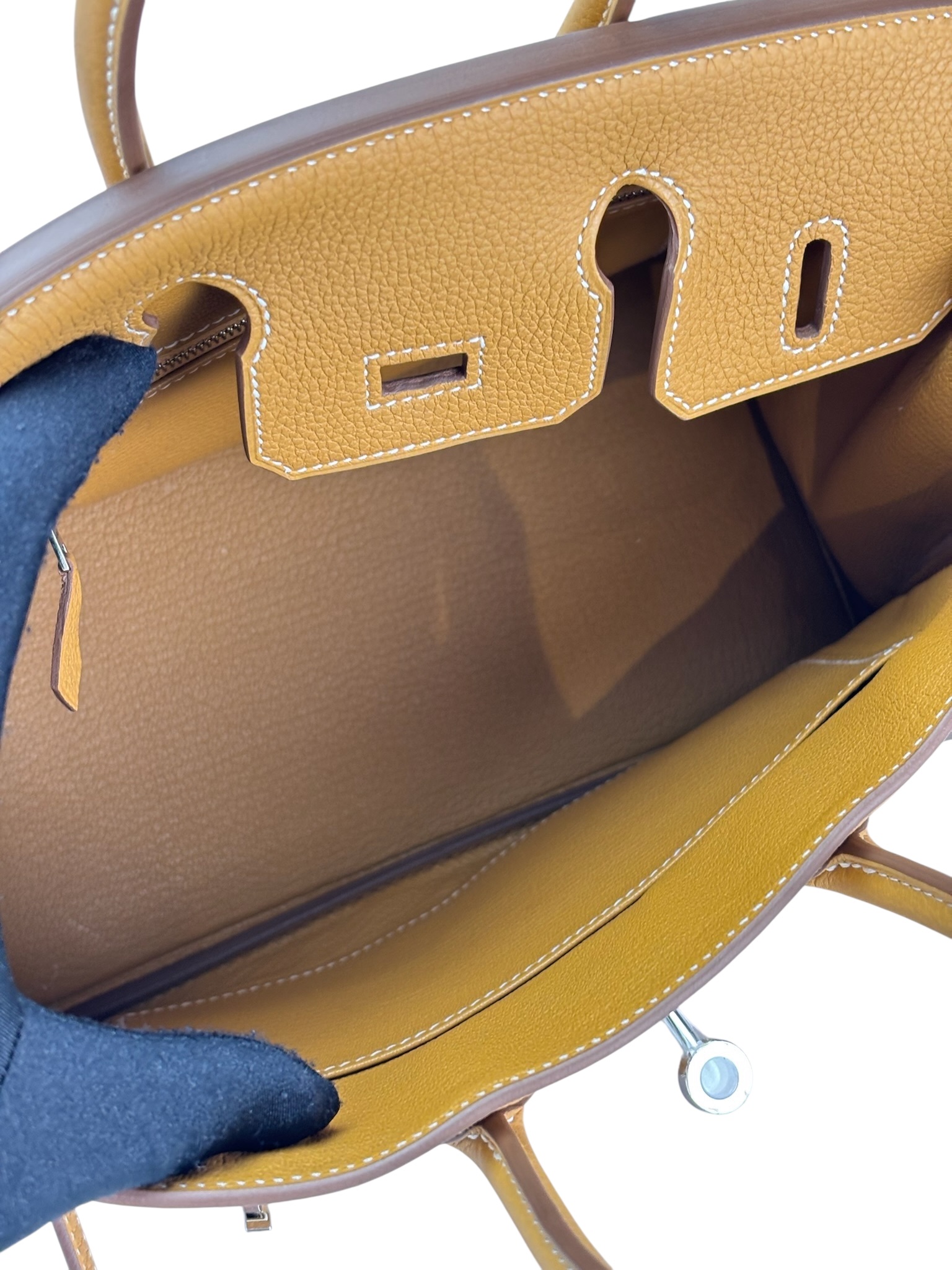 HERMES - Kelly 25 Natural Sable Togo Palladium Hardware   