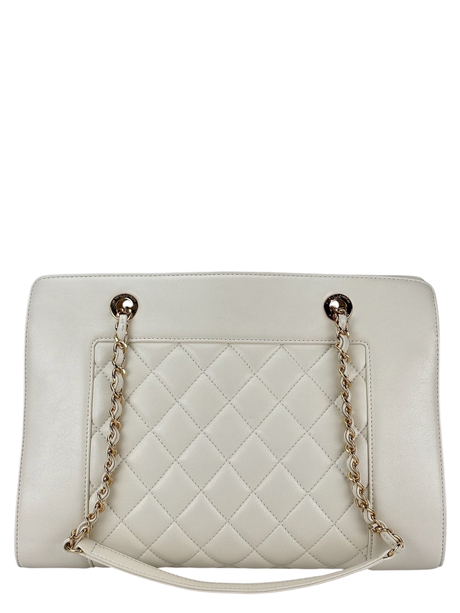 CHANEL - White Lambskin Mademoiselle Shopping Tote 