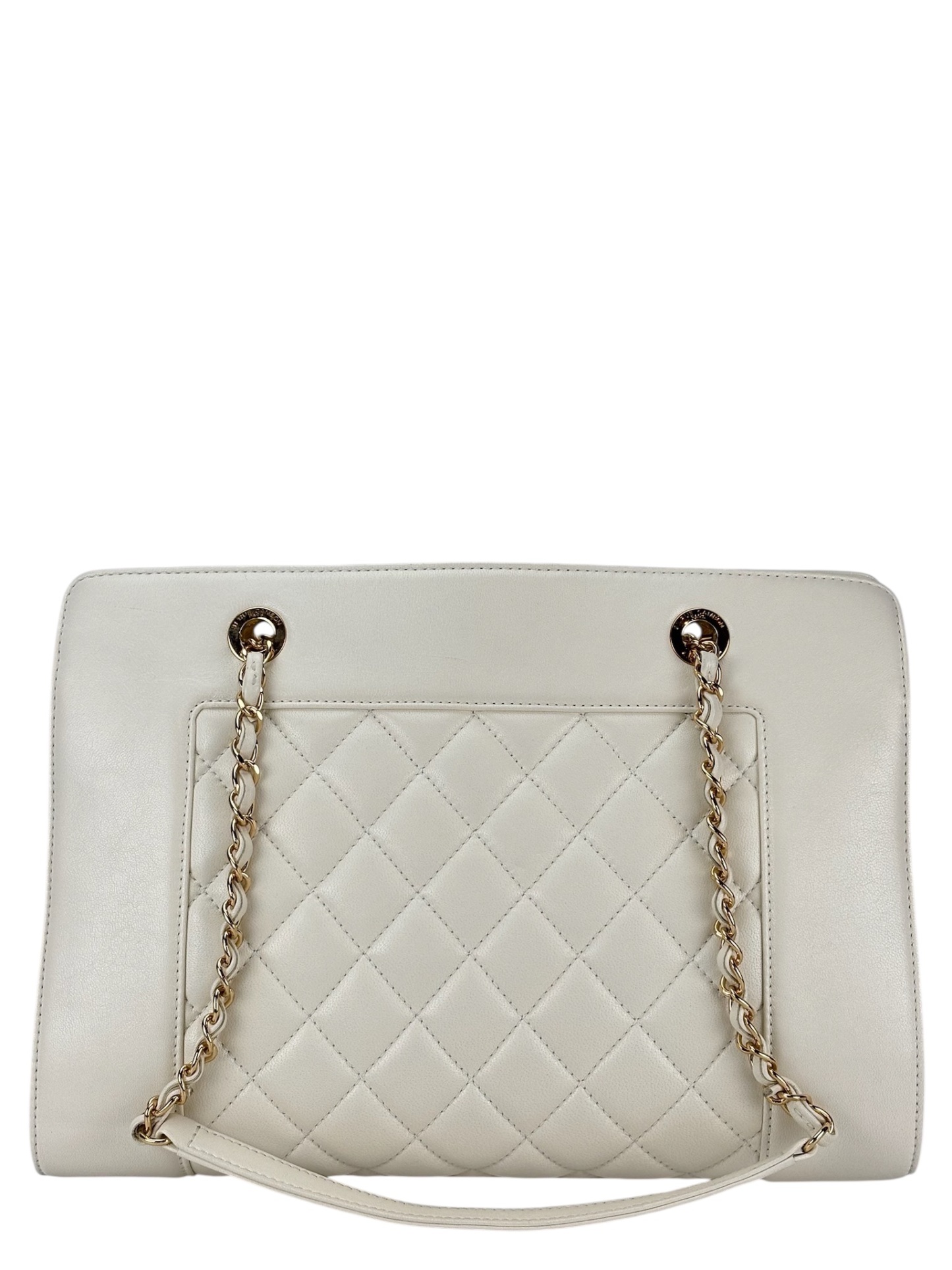 CHANEL - White Lambskin Mademoiselle Shopping Tote 