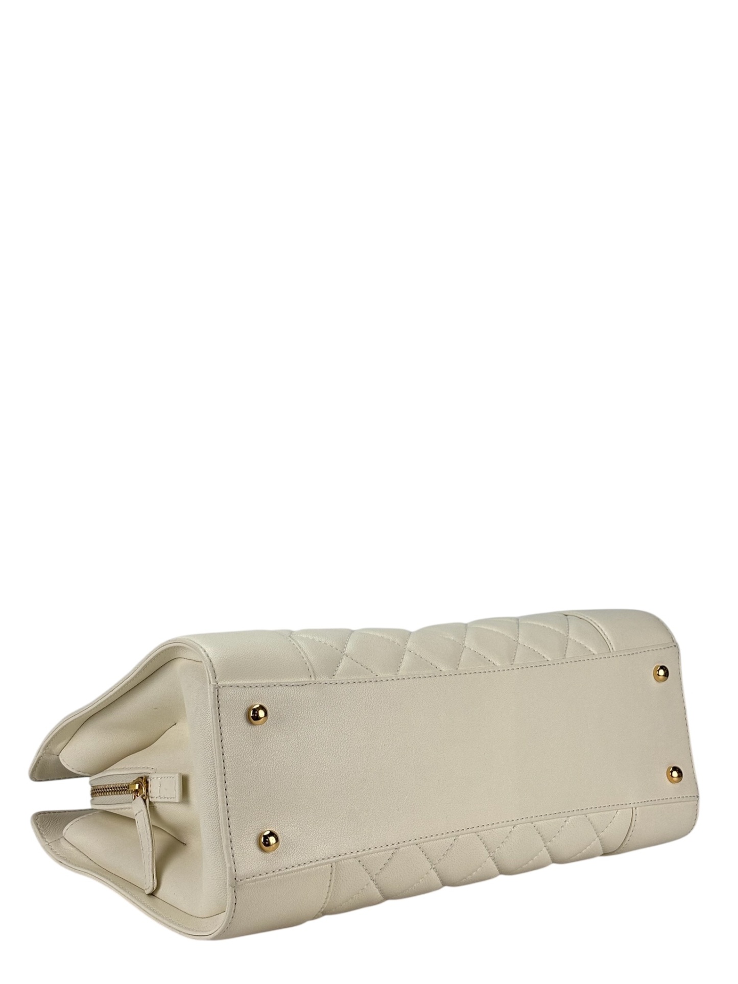 CHANEL - White Lambskin Mademoiselle Shopping Tote 