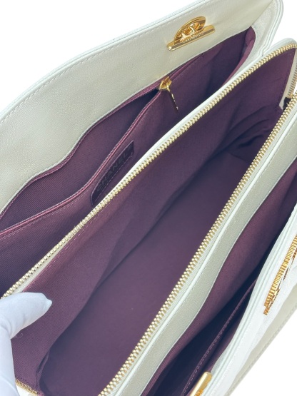 CHANEL - White Lambskin Mademoiselle Shopping Tote 