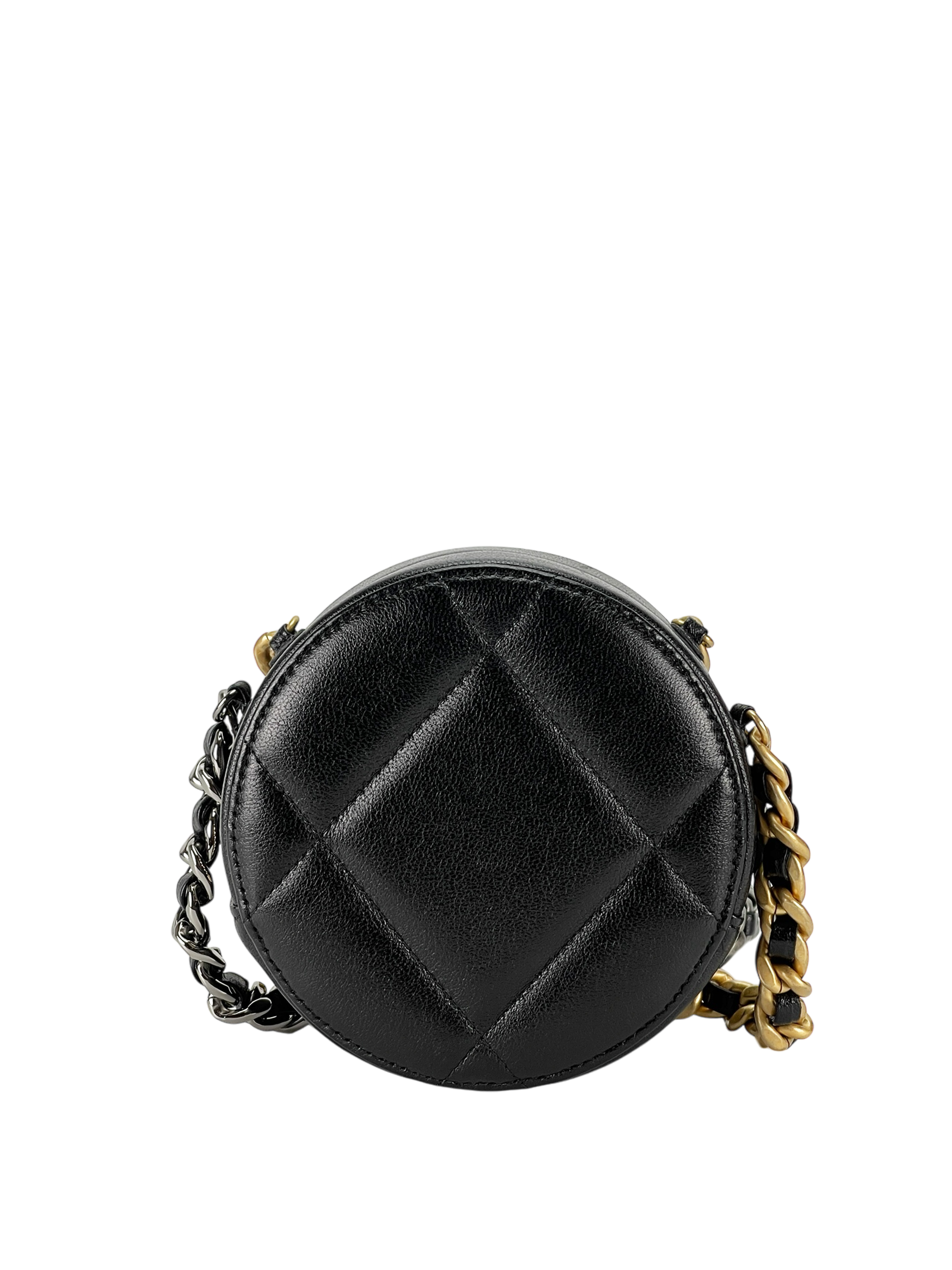 CHANEL - Black Lambskin 19 Round Clutch With Chain