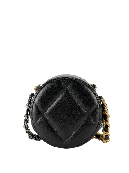 CHANEL - Black Lambskin 19 Round Clutch With Chain