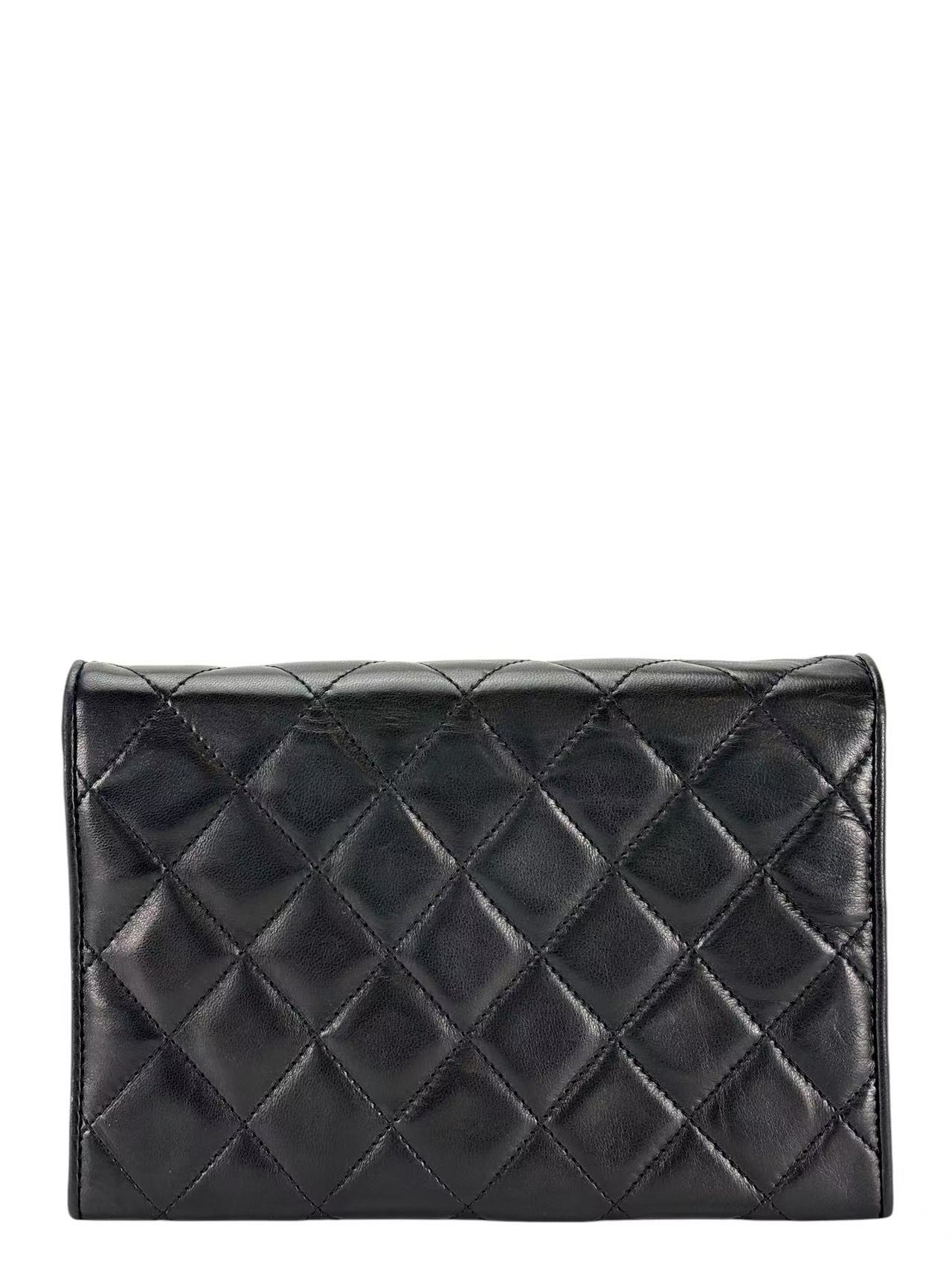 CHANEL - Full Flap Shoulder Bag Black Lambskin Gold Hardware