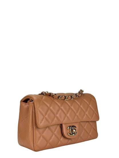 CHANEL -  Caviar Mini Flap Shoulder Bag Dark Beige Gold Hardware