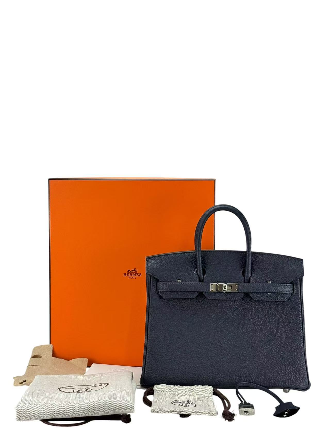 HERMES - Birkin 25 Blue Nuit （2Z）Togo Palladium Hardware 