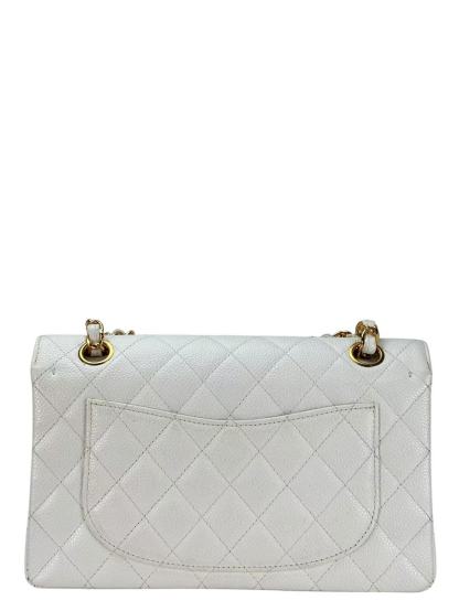 CHANEL - Double Face Small Classic Double Flap Bag White Caviar Gold Hardware (CF23)