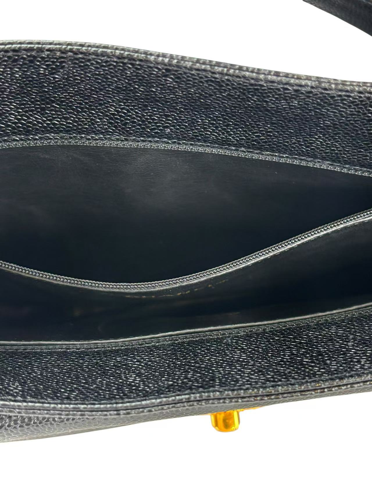 CHANEL - CC Logo Turn Lock Tote Black Caviar