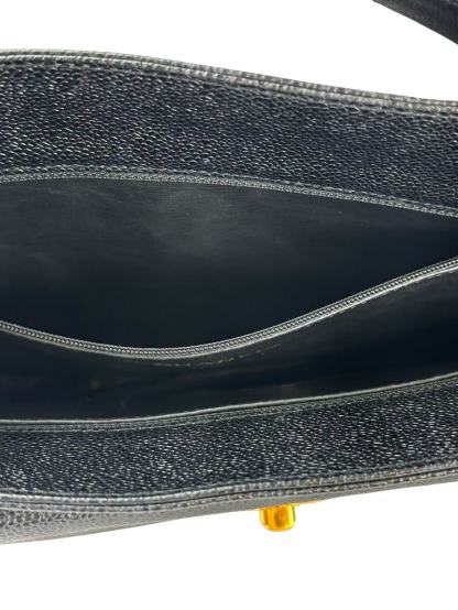 CHANEL - CC Logo Turn Lock Tote Black Caviar