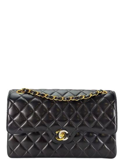 CHANEL - Black Lambskin Paris Exclusive Medium Classic Double Flap Bag (CF25) 