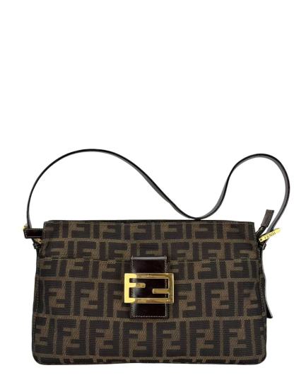 FENDI - Mamma Baguette Zucca Shoulder Bag Gold Hardware