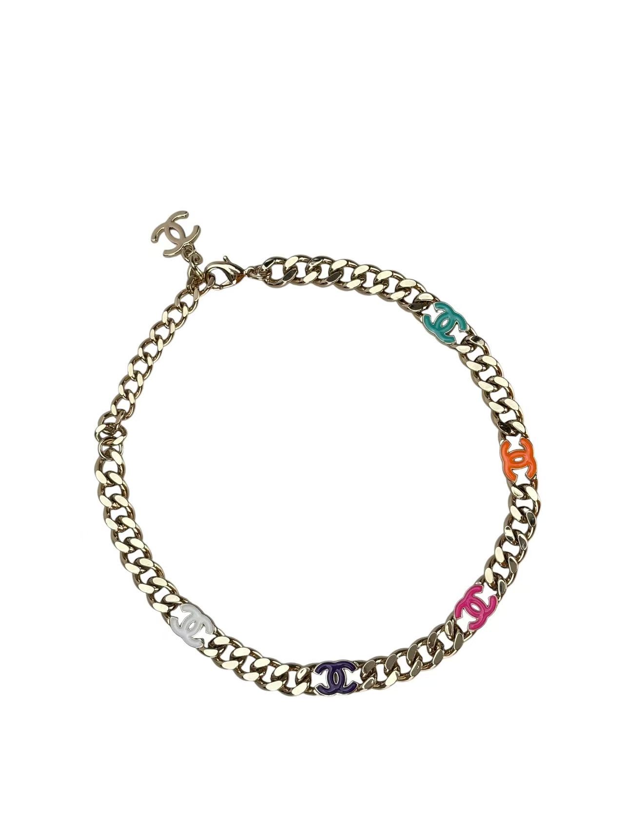 CHANEL - CC Logo Multicolor Necklace
