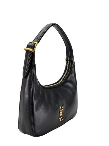 SAINT LAURENT - Black Lambskin Calypso YSL Hobo Bag
