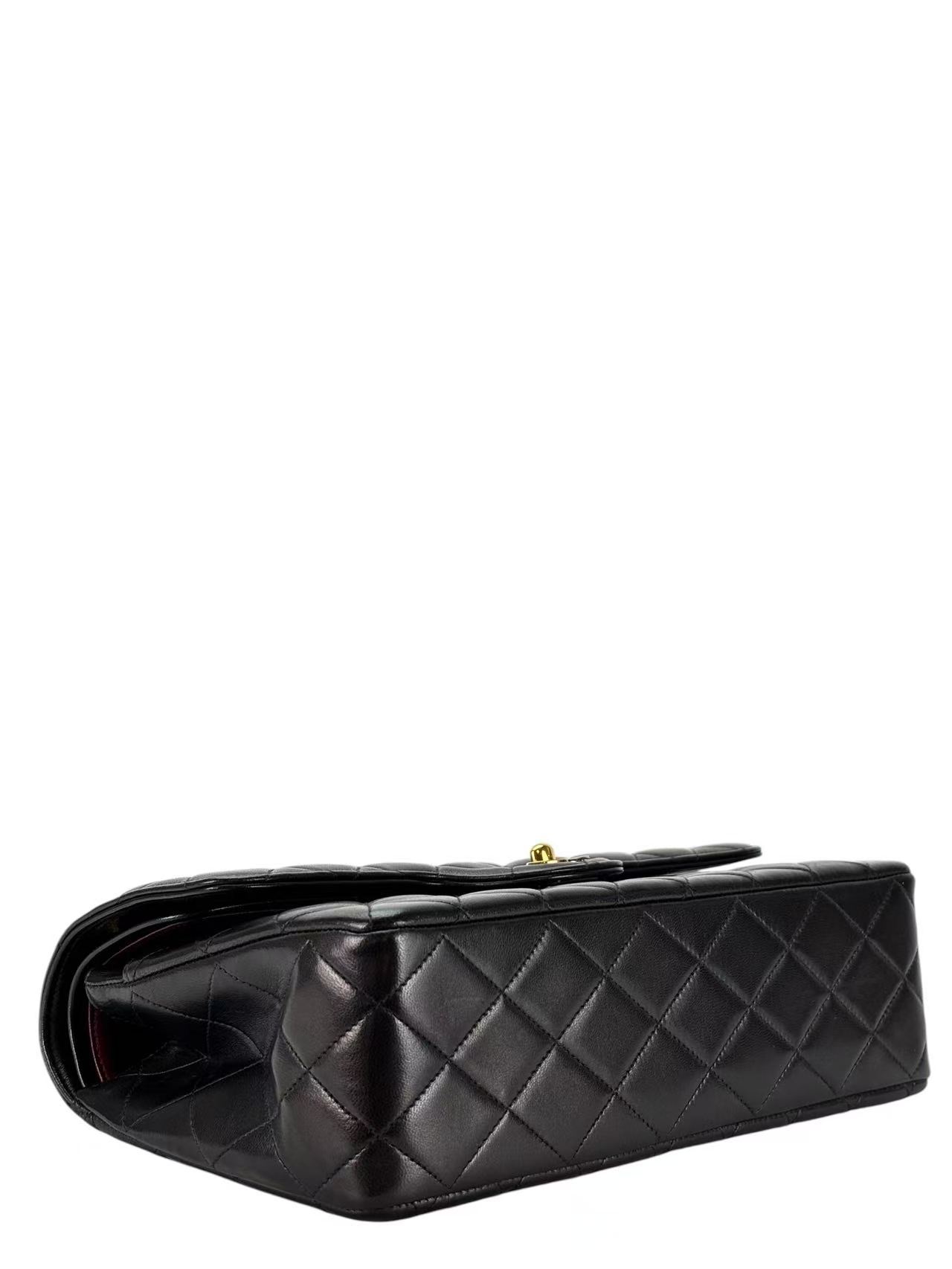 CHANEL - Black Lambskin Paris Exclusive Medium Classic Double Flap Bag (CF25) 