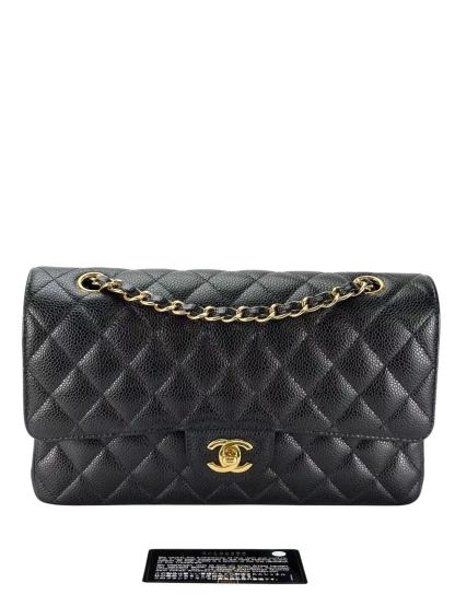 CHANEL - Medium Classic Double Flap Bag Black Caviar Gold Hardware (CF25) 