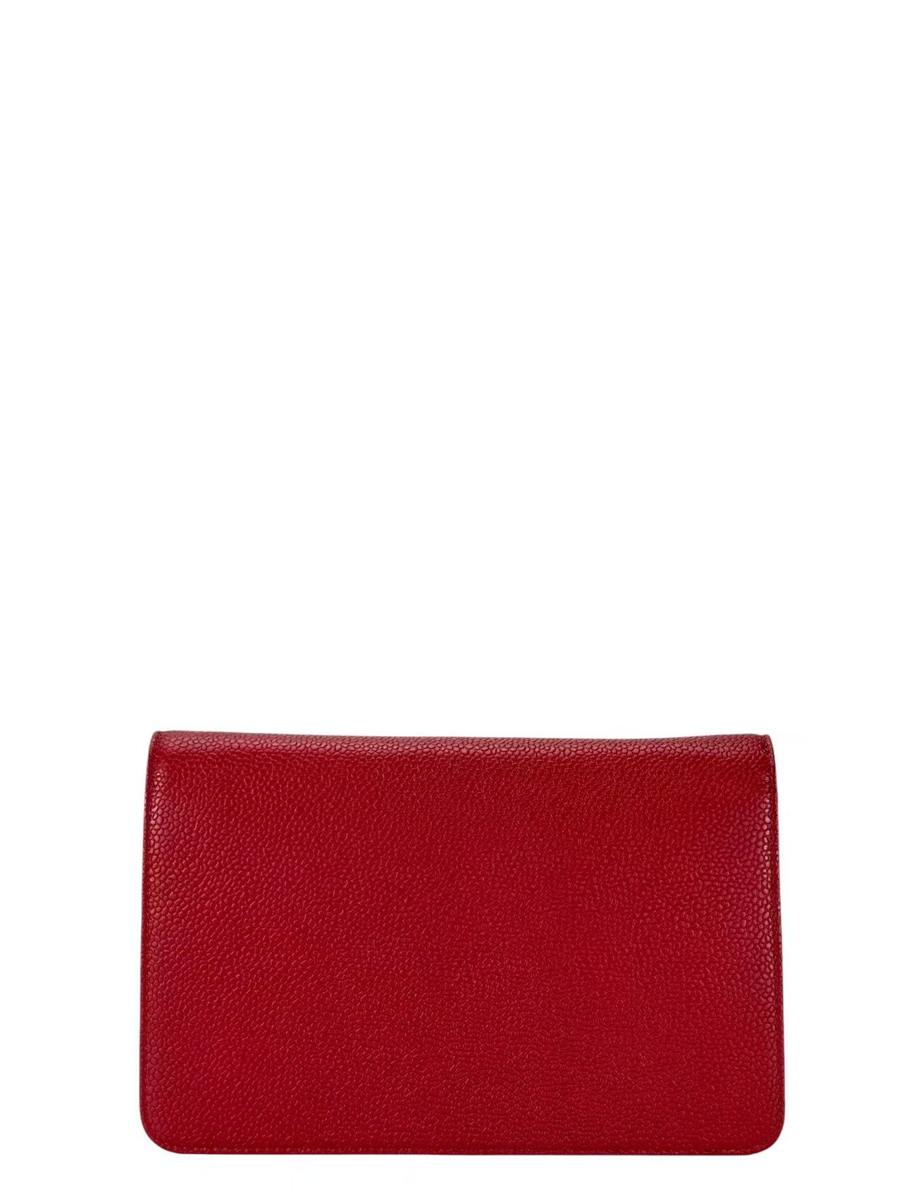 CHANEL - Red Caviar Wallet on Chain Silver-Tone Metal (WOC)
