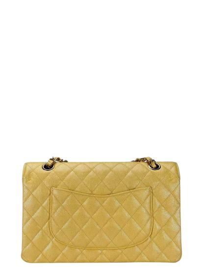 CHANEL - Medium Classic Double Flap Bag Yellow Calfskin Gold Hardware (CF25)