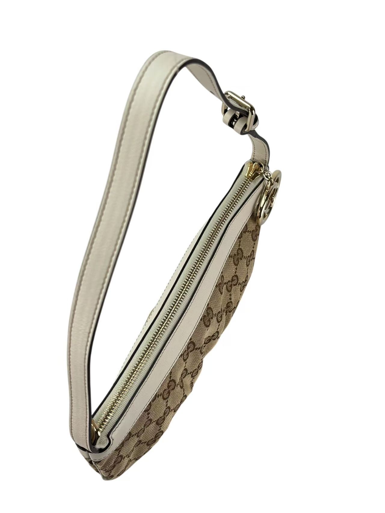 GUCCI - Beige Canvas Pochette Shoulder Bag