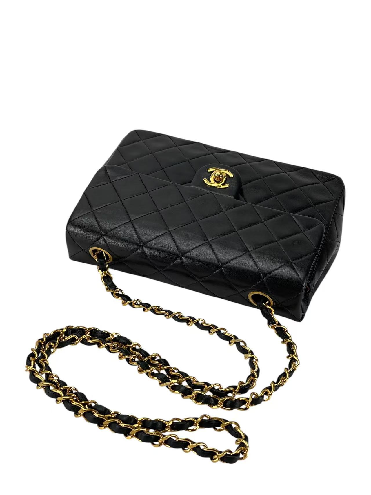 CHANEL - Mini Flap Bag 20 Black Lambskin Gold Hardware