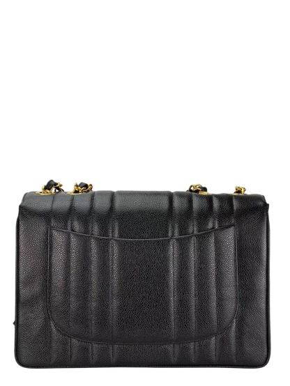 CHANEL - Black Caviar Jumbo Matelasse Flap Bag 30 Gold Hardware
