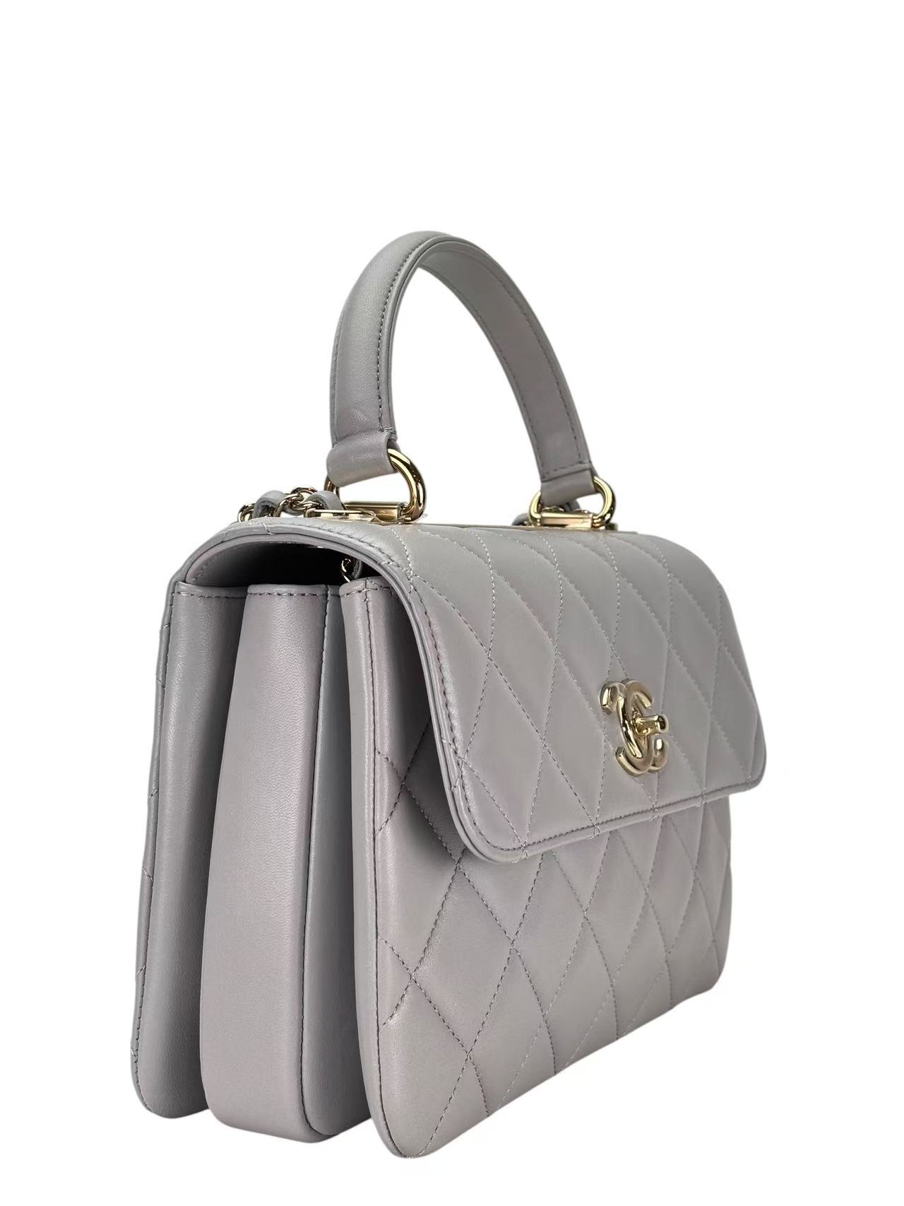 CHANEL - Gray Lambskin Trendy CC Small Hand Chain Bag