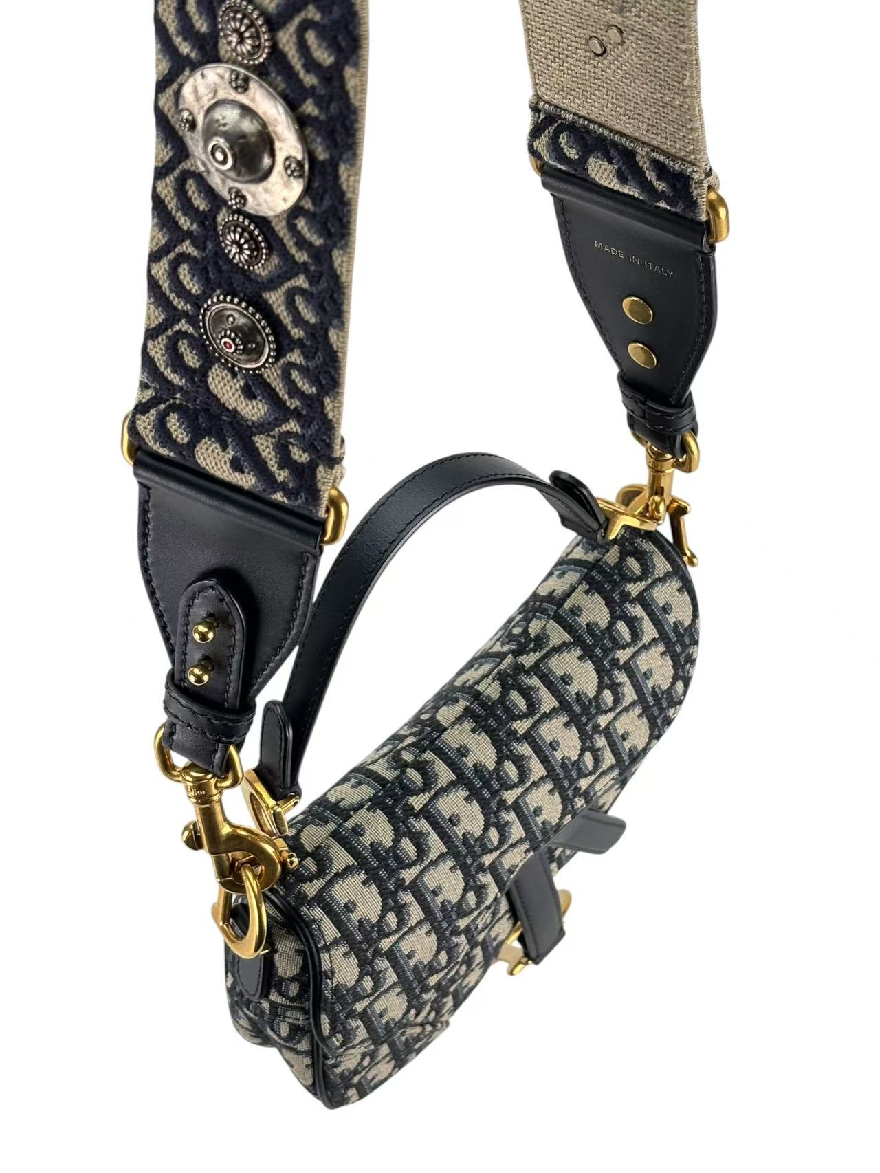 CHRISTIAN DIOR - Saddle Pochette Oblique Jacquard