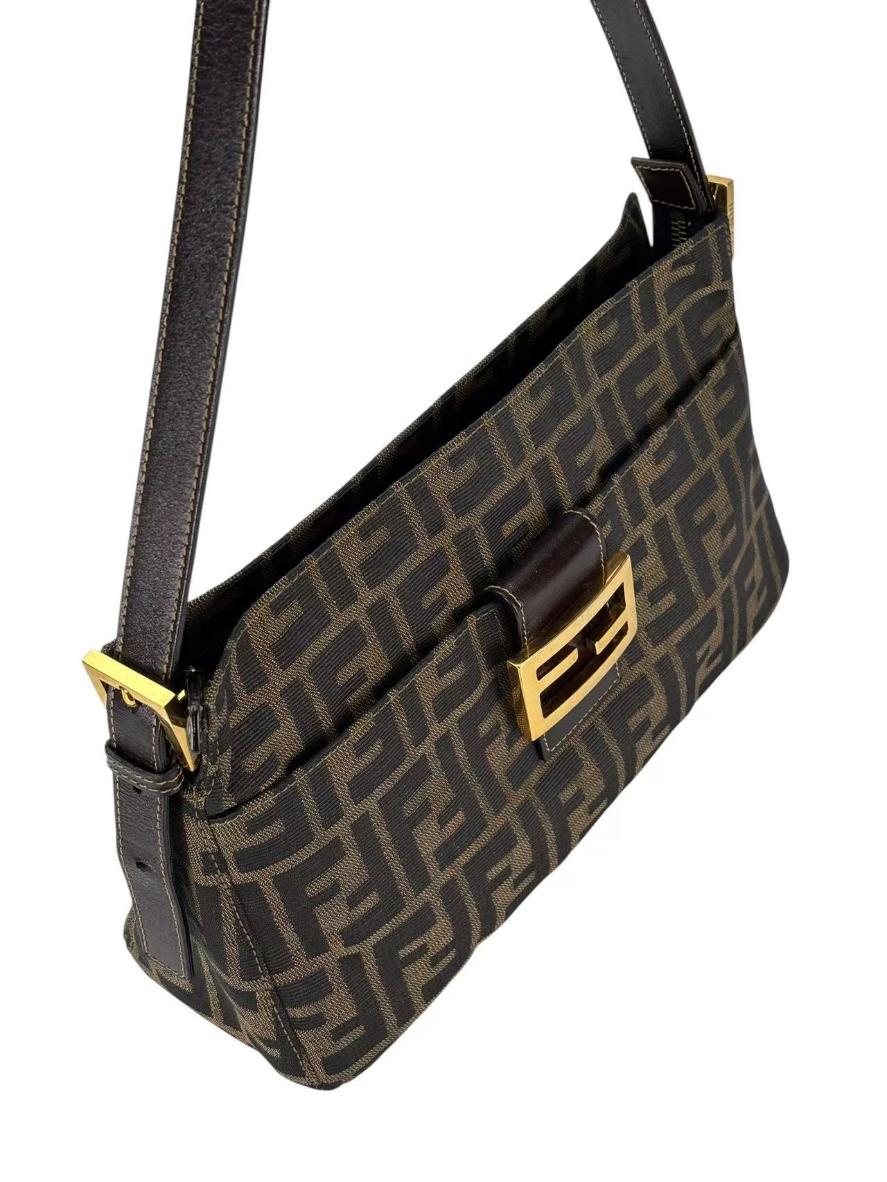 FENDI - Mamma Baguette Zucca Shoulder Bag Gold Hardware