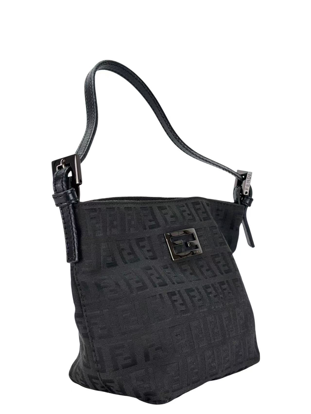 FENDI - Black Canvas Zuccino Handbag Bag