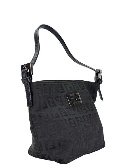 FENDI - Black Canvas Zuccino Handbag Bag