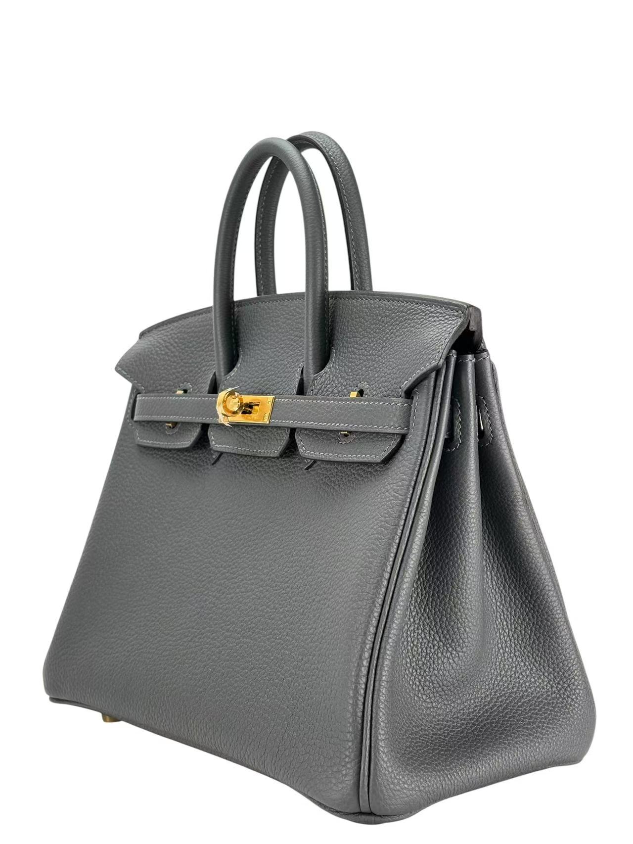 HERMES - Birkin 25  Gris Misty  Togo Gold Hardware