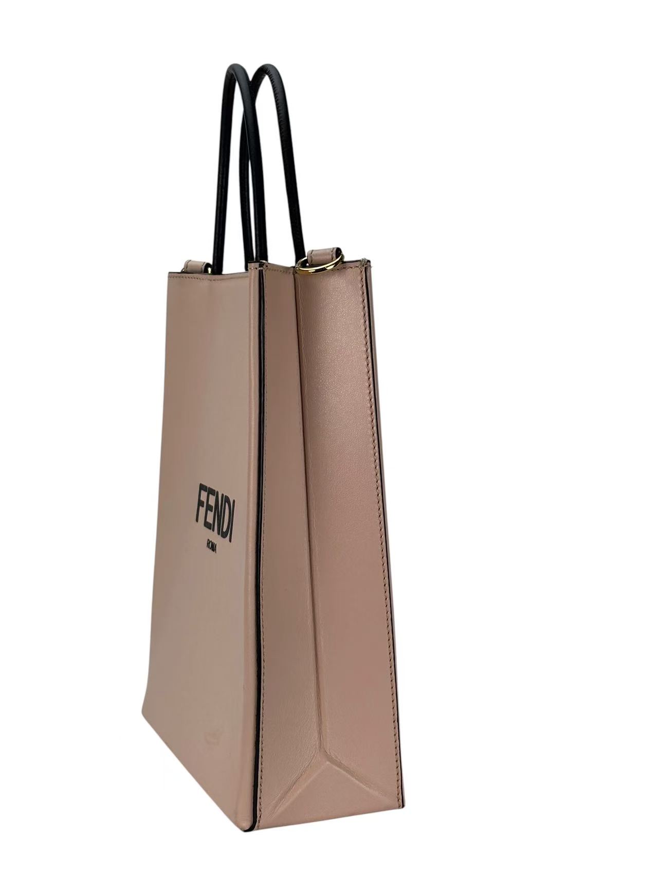 FENDI - Pink Calfskin Shopping Tote Bag