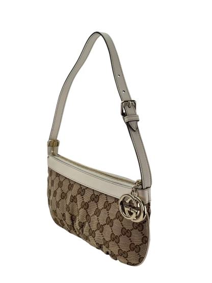 GUCCI - Beige Canvas Pochette Shoulder Bag