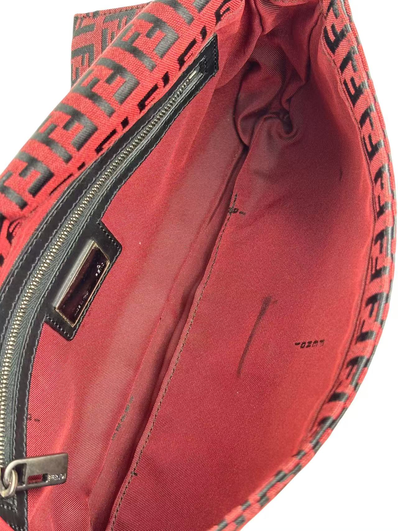 FENDI - Red Zucchino Canvas Baguette Shoulder Bag