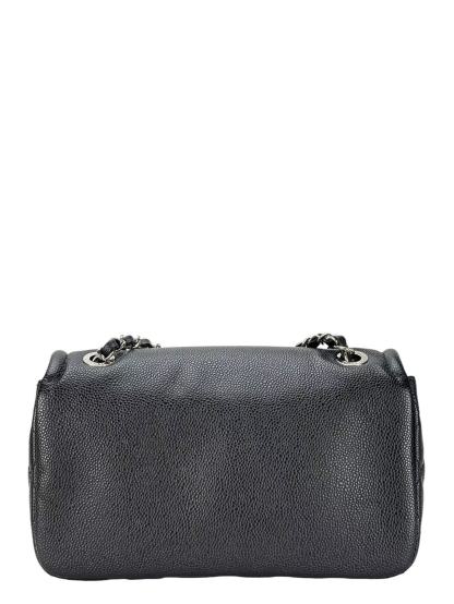 CHANEL - CC Logo Chain Shoulder Bag Black Caviar Sliver Hardware