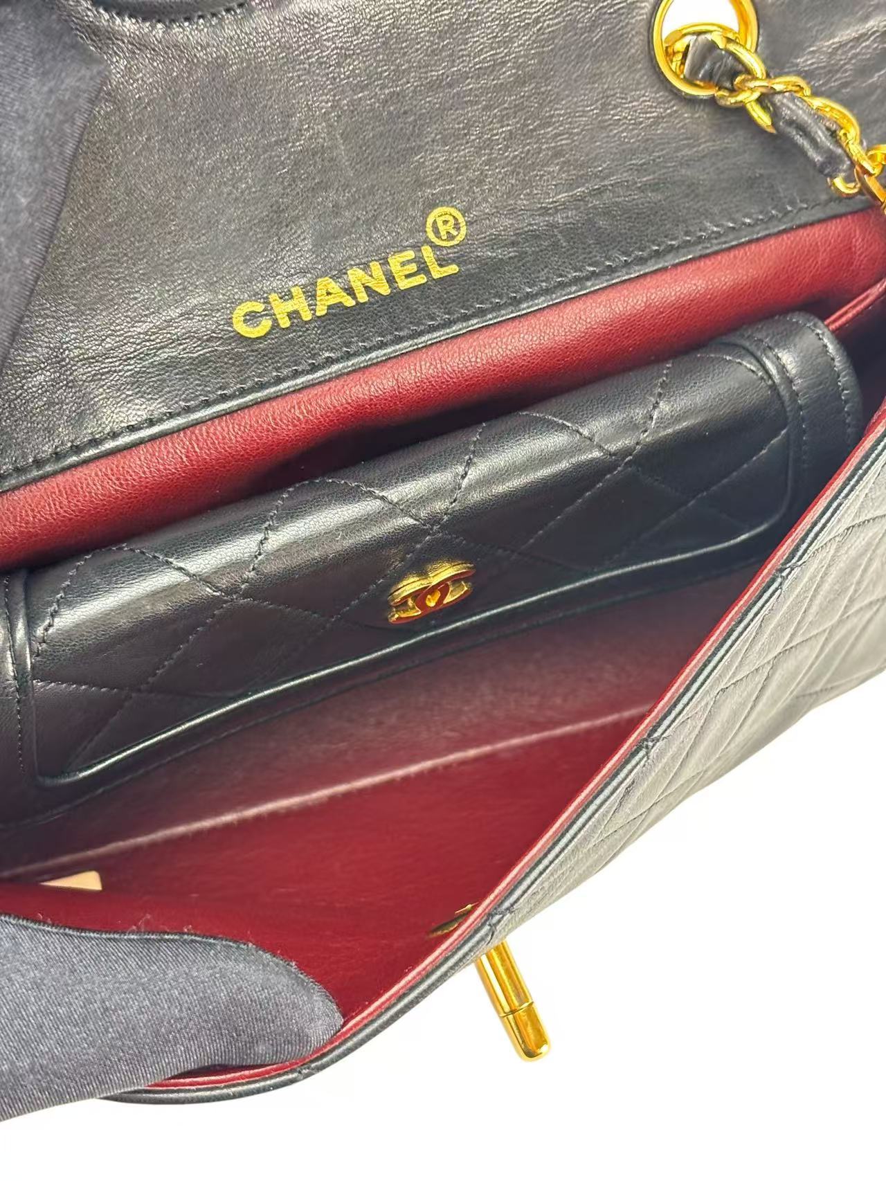 CHANEL - Flap Single Chain Bag Black Lambskin Gold Hardware