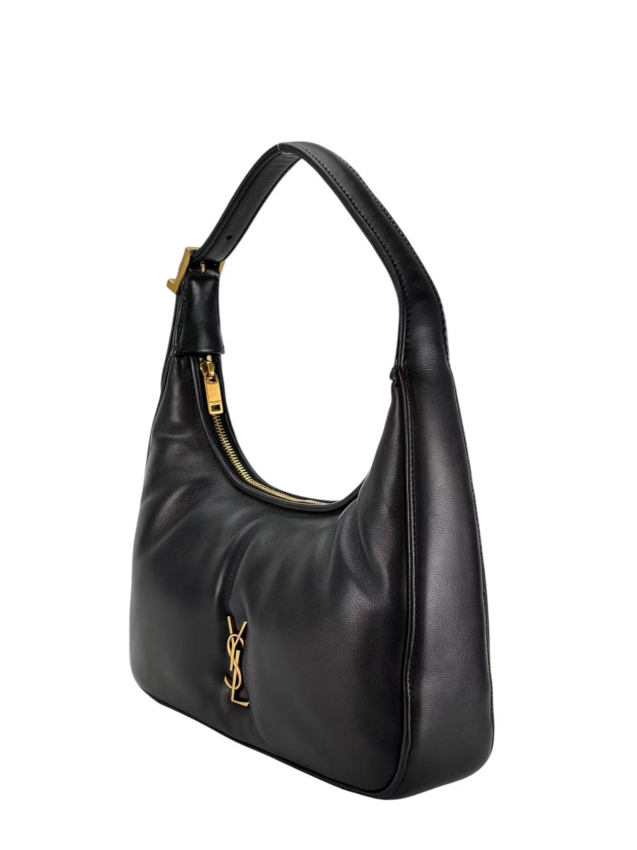 SAINT LAURENT - Black Lambskin Calypso YSL Hobo Bag