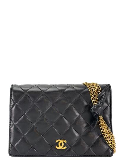 CHANEL - Full Flap Shoulder Bag Black Lambskin Gold Hardware