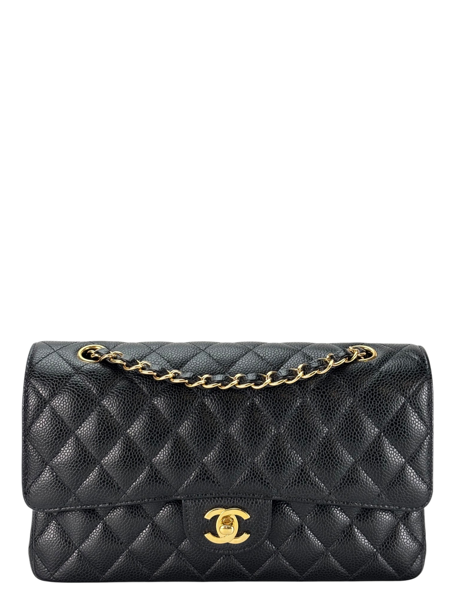 CHANEL - Medium Classic Double Flap Bag Black Caviar Gold Hardware (CF25) 