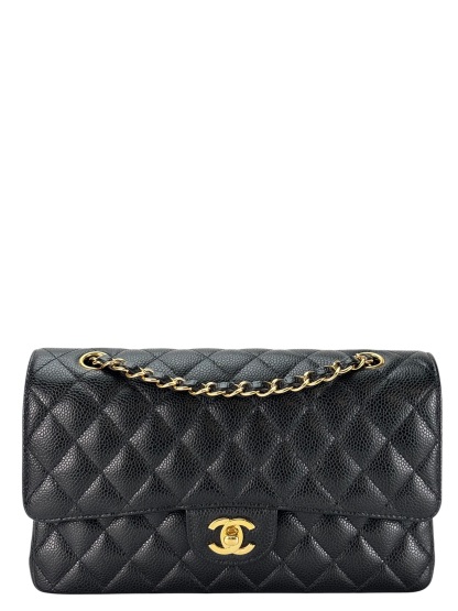 CHANEL - Medium Classic Double Flap Bag Black Caviar Gold Hardware (CF25) 