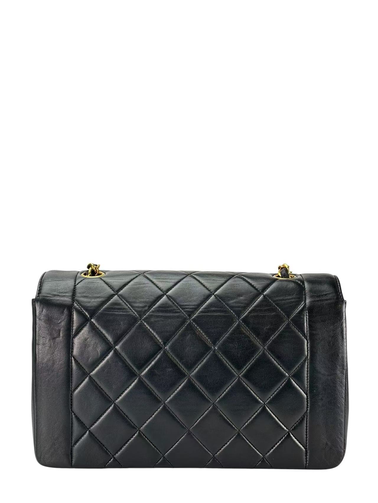 CHANEL - Black Lambskin Medium Diana Shoulder Bag