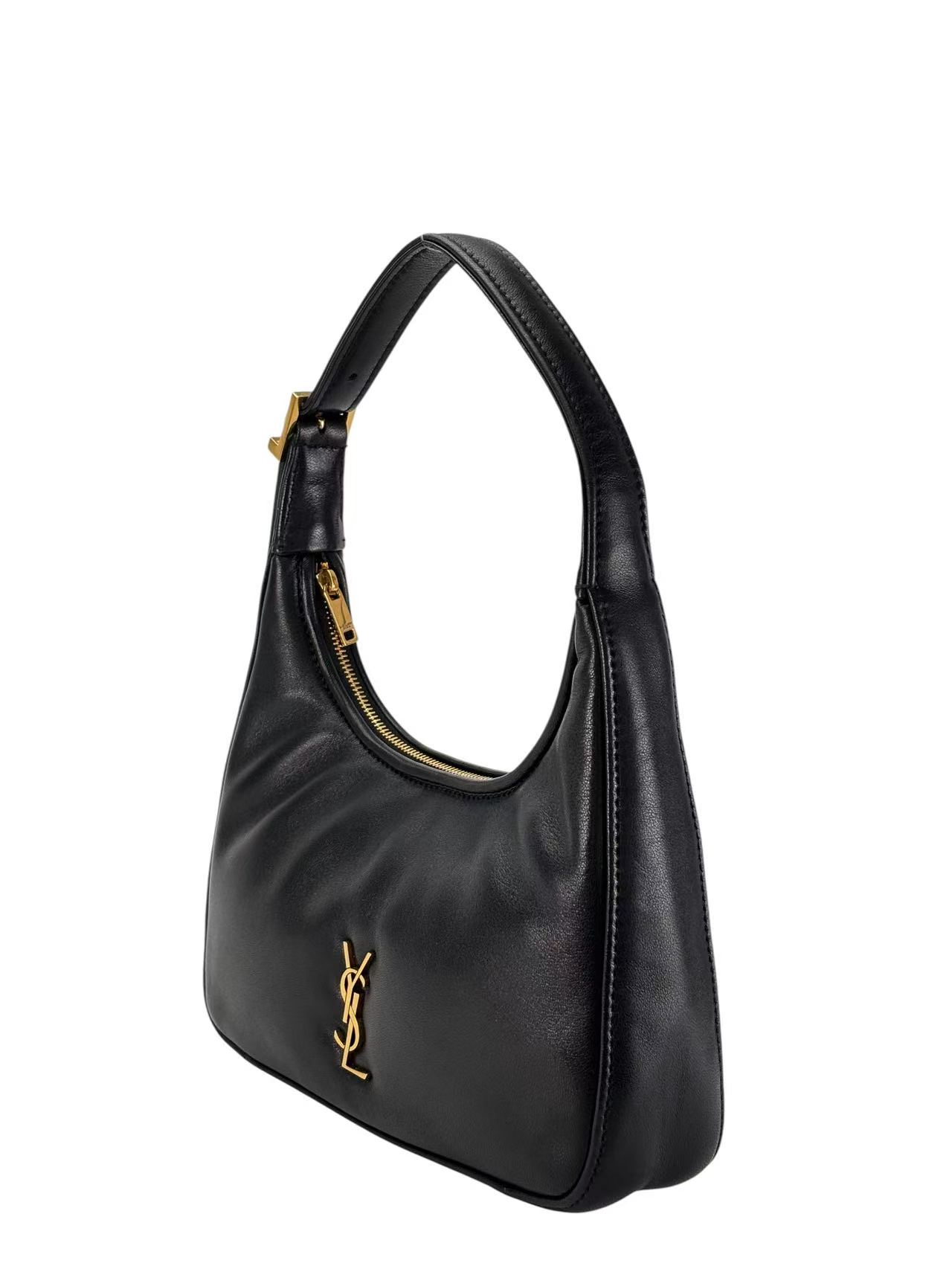 SAINT LAURENT - Black Lambskin Calypso YSL Hobo Bag