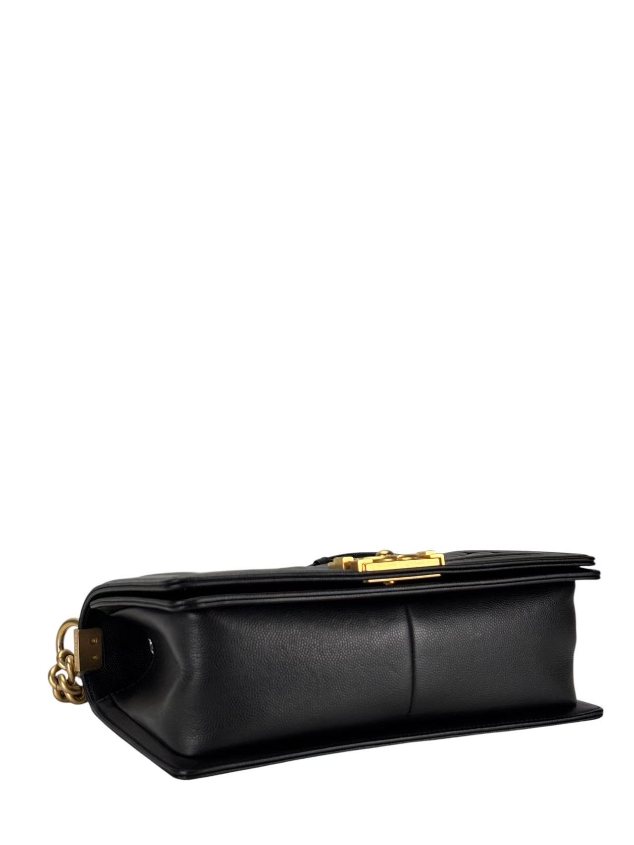 CHANEL - Medium Boy Flap Bag Black Caviar Gold Hardware