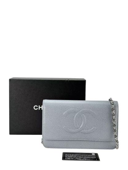 CHANEL - Blue Caviar Wallet On Chain Sliver-Tone Metal (WOC)