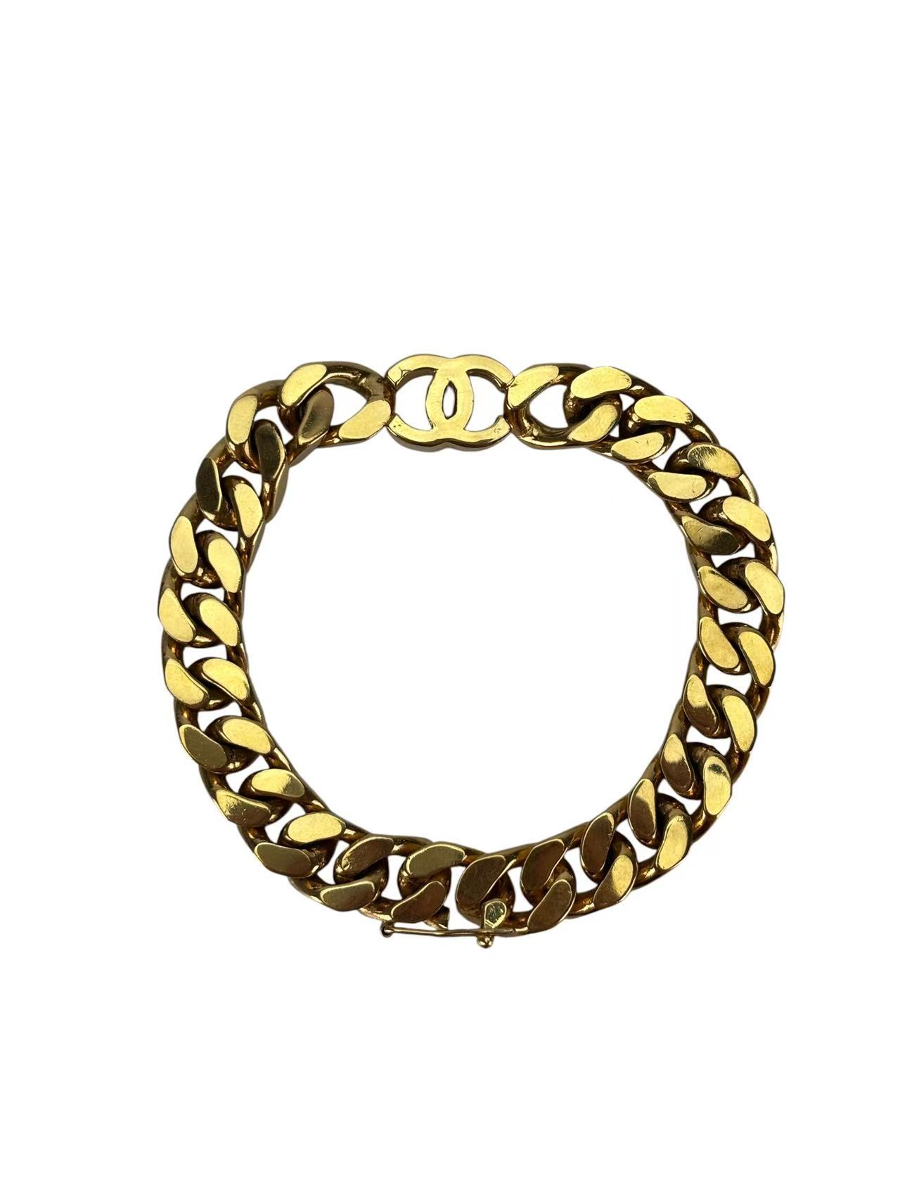 CHANEL - CC Logo Gold Chain Bracelet