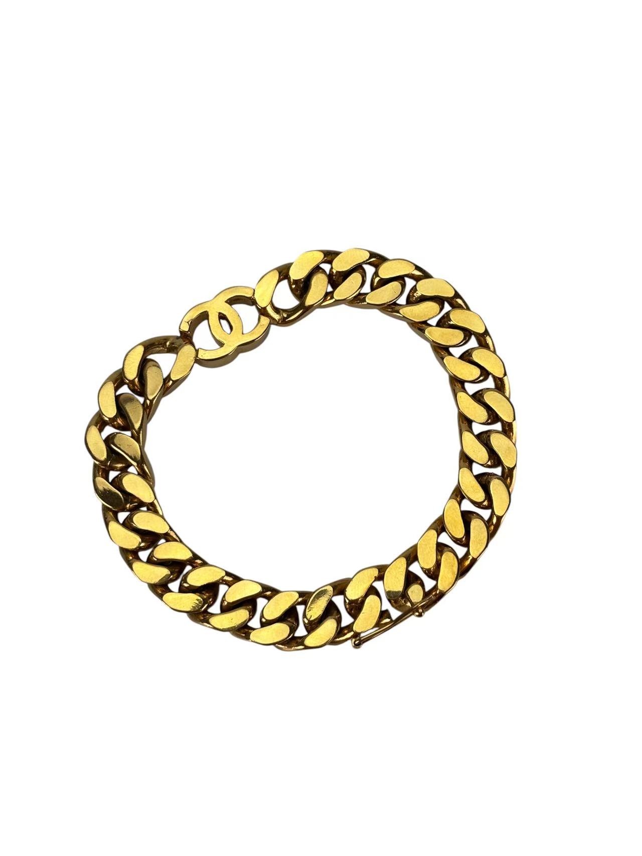 CHANEL - CC Logo Gold Chain Bracelet