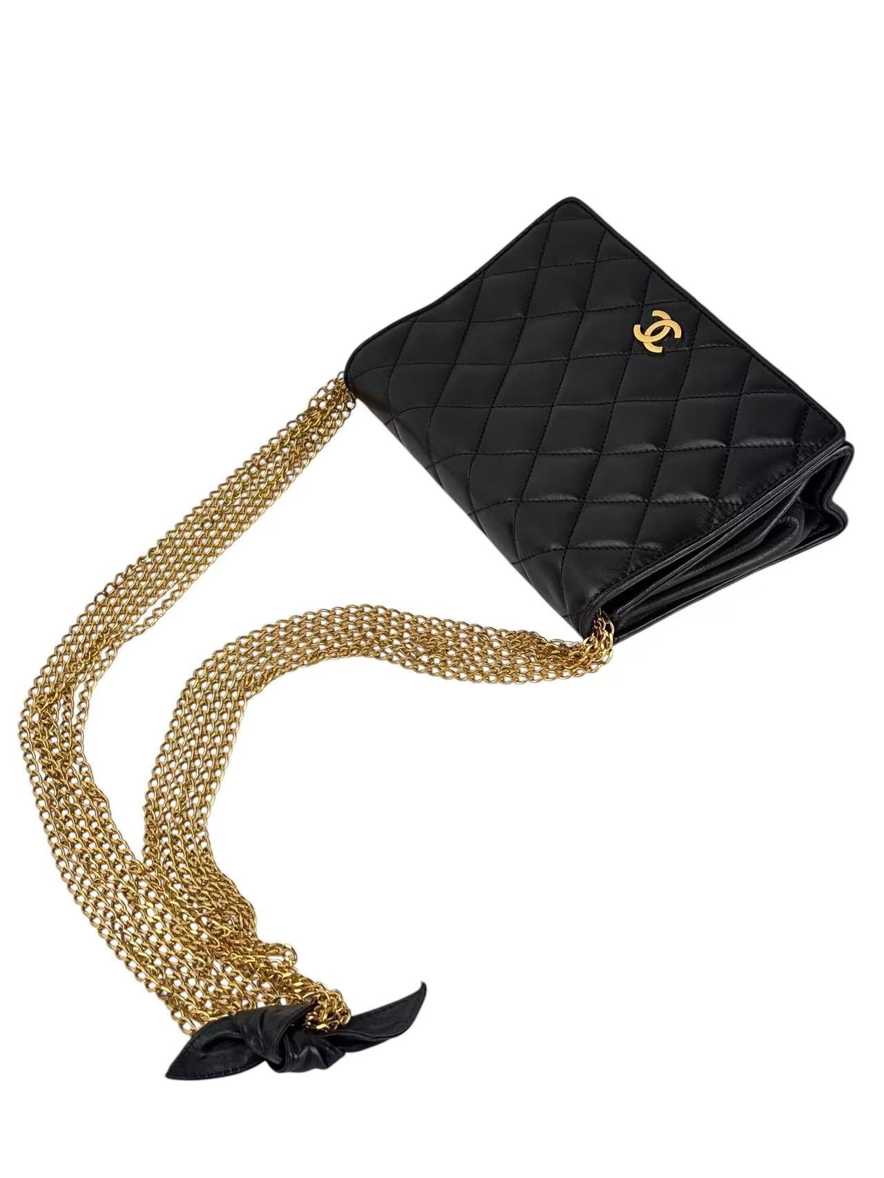 CHANEL - Full Flap Shoulder Bag Black Lambskin Gold Hardware