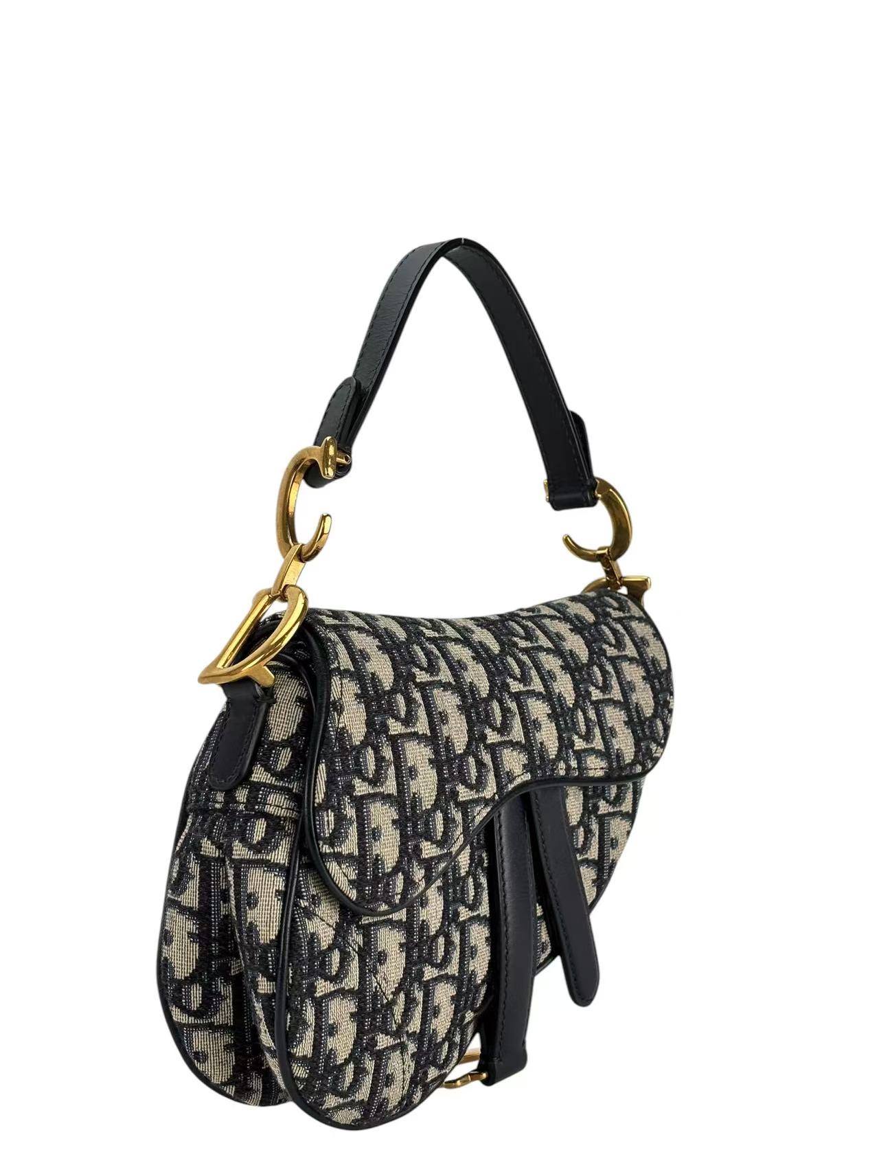 CHRISTIAN DIOR - Saddle Pochette Oblique Jacquard