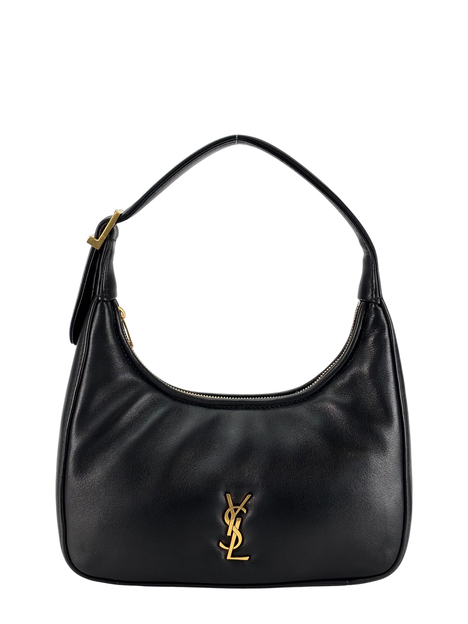 SAINT LAURENT - Black Lambskin Calypso YSL Hobo Bag