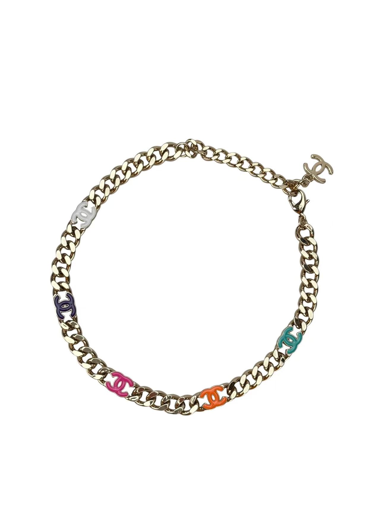 CHANEL - CC Logo Multicolor Necklace